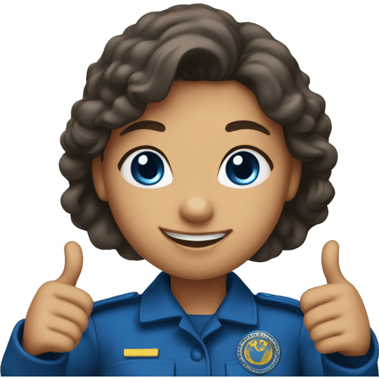 Girl with a blu uniform gives thumbs up  emoji