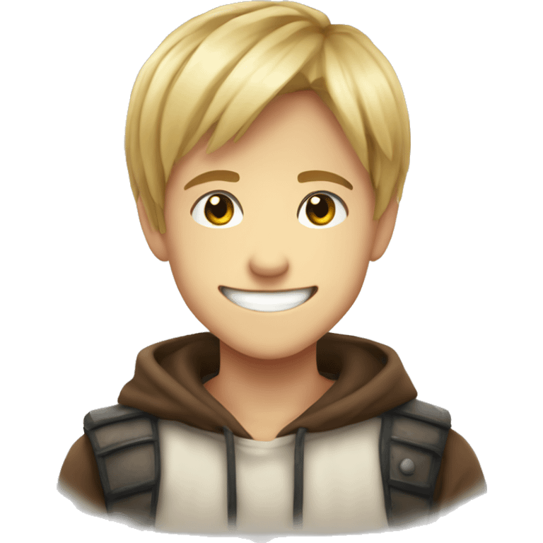 Young armin arlert in bright smile emoji