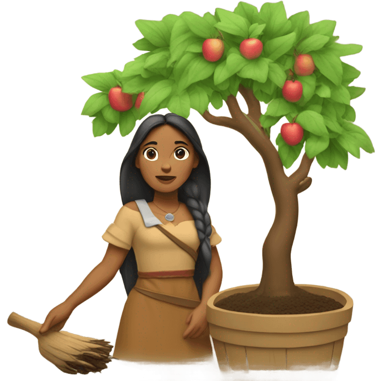 Pocahontas planting apple trees emoji