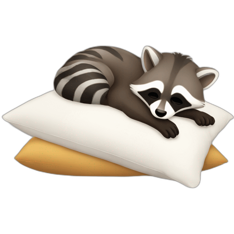 racoon sleeping on bed with pillow emoji