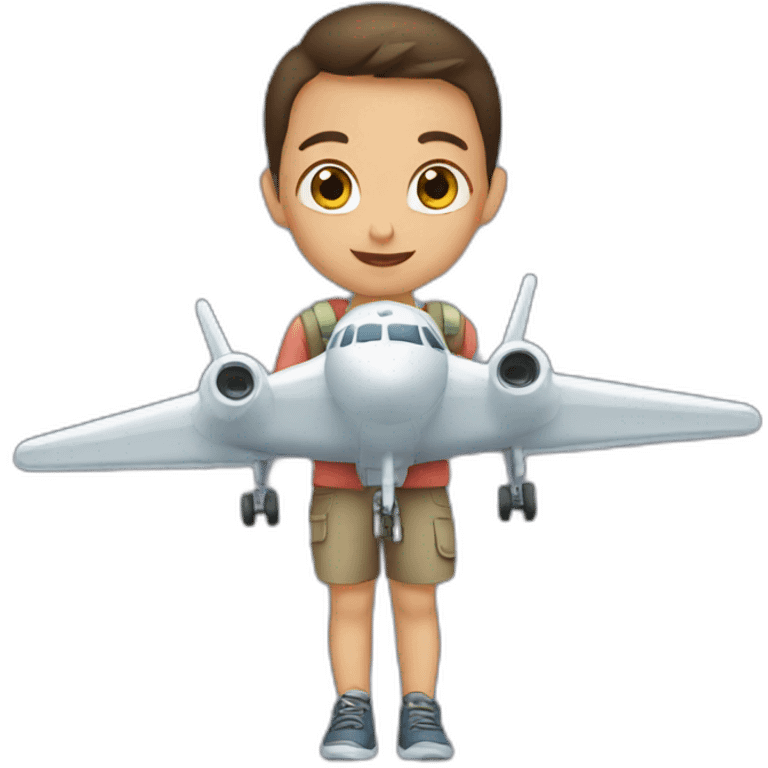 Child in a big plane emoji