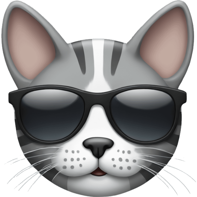 Gray stripped cat with white paws and sunglasses  emoji