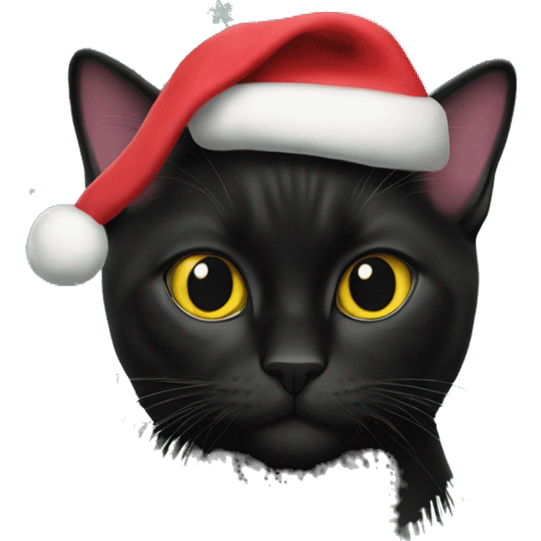 A bombay Cat in the christmas tree whith santa claudia emoji