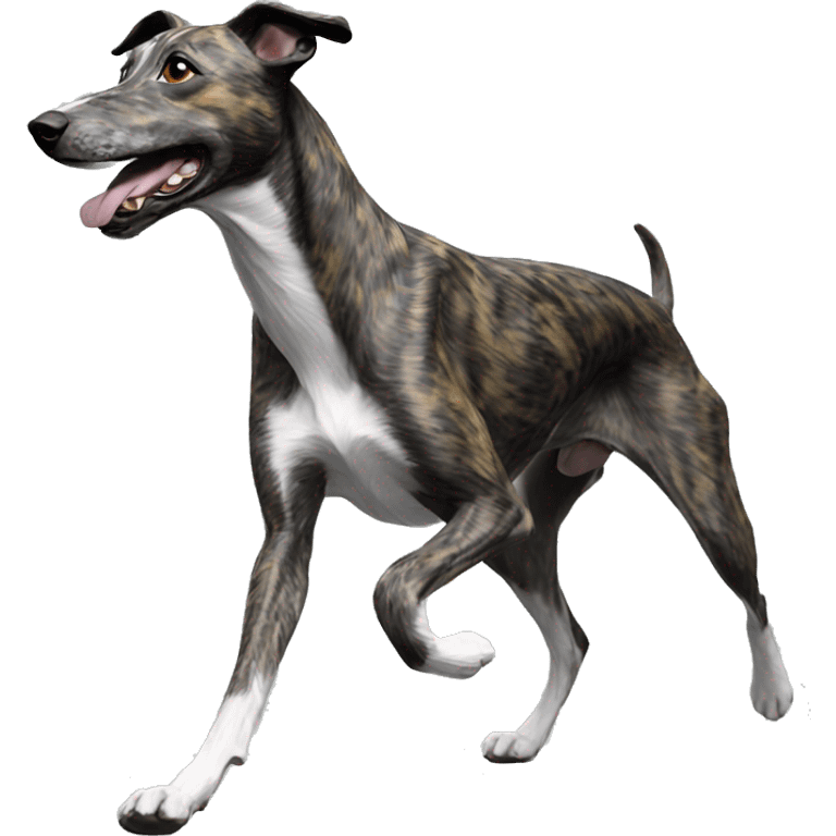 Brindle dog lurcher running cyan lighting emoji