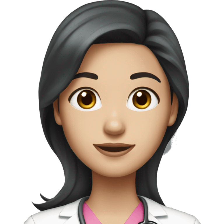  1 Nurse ,white skin ,woman, long black hair ,pink scrubs  emoji