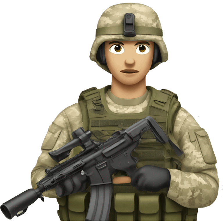 armed soldier in camouflage uniform emoji