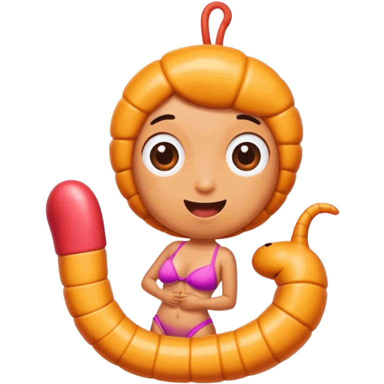 Worm with a bathing suit on emoji