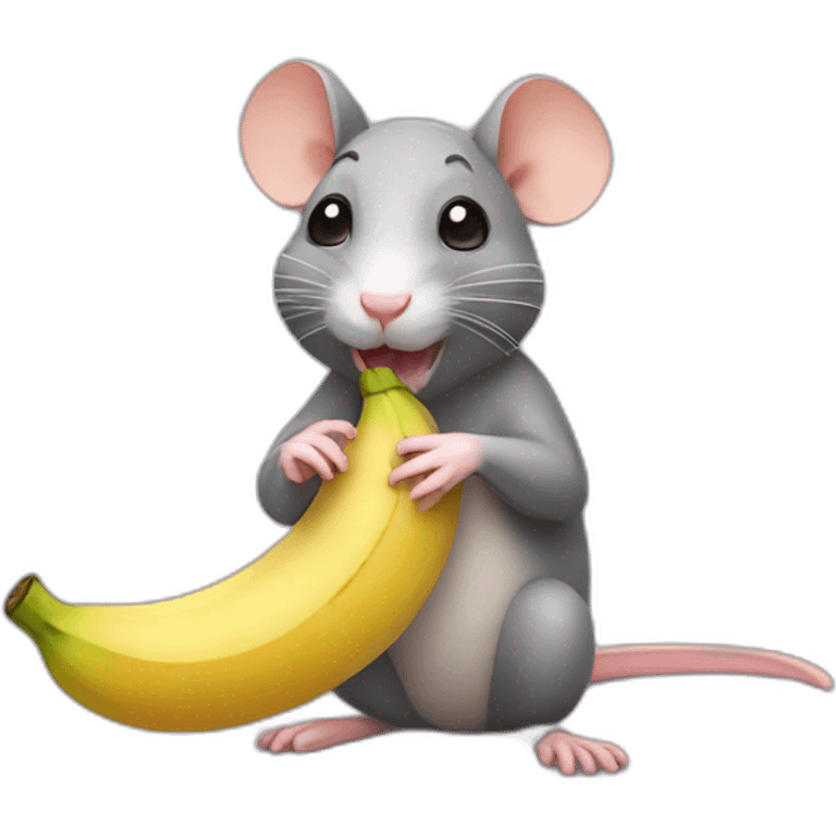 cute rat eating banana emoji