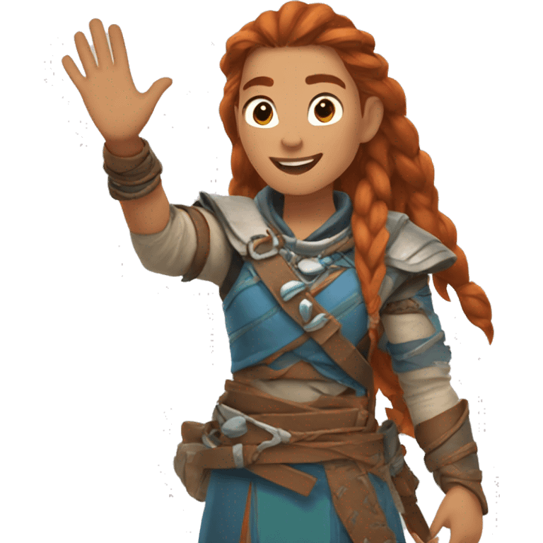 Aloy, waving goodbye emoji