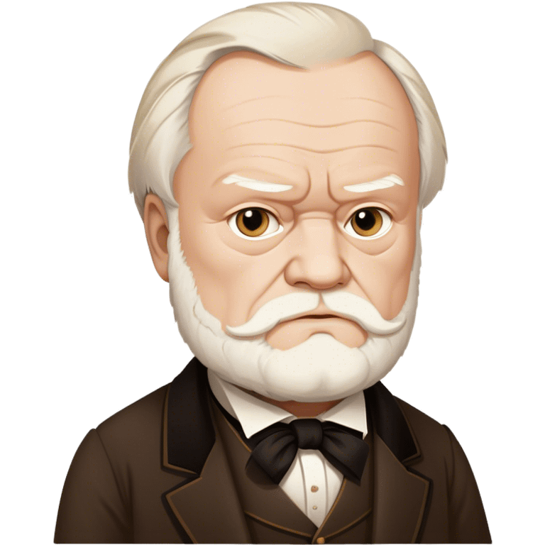 Cinematic Realistic portrait of Victor Hugo, shown as an iconic writer with intense, thoughtful eyes and richly detailed 19th‑century attire, rendered in warm, literary lighting that captures his creative spirit emoji