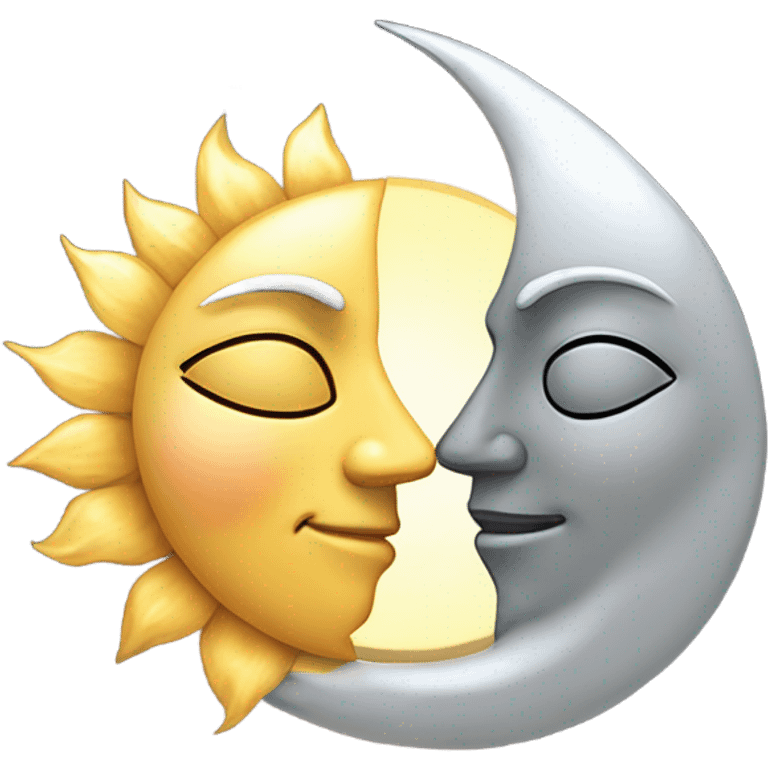 Moon and sun kiss emoji