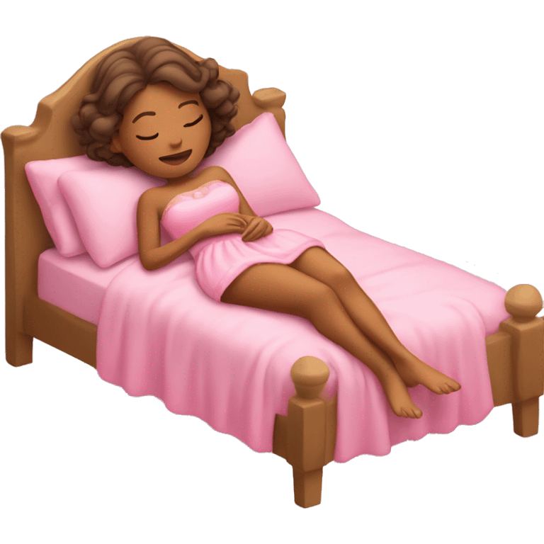 Tan Sleeping princess in pink bed  emoji