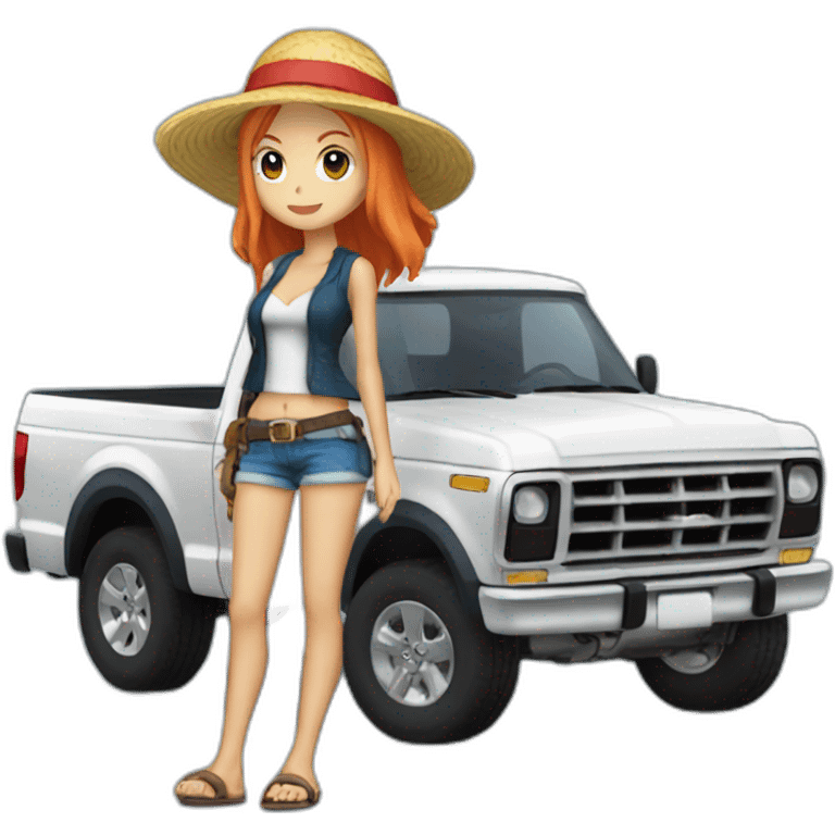 Nami one piece driving a ford f150 emoji