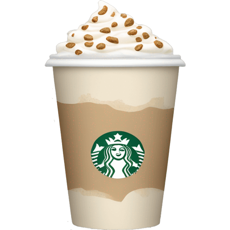 beige starbucks cup with winter pattern emoji