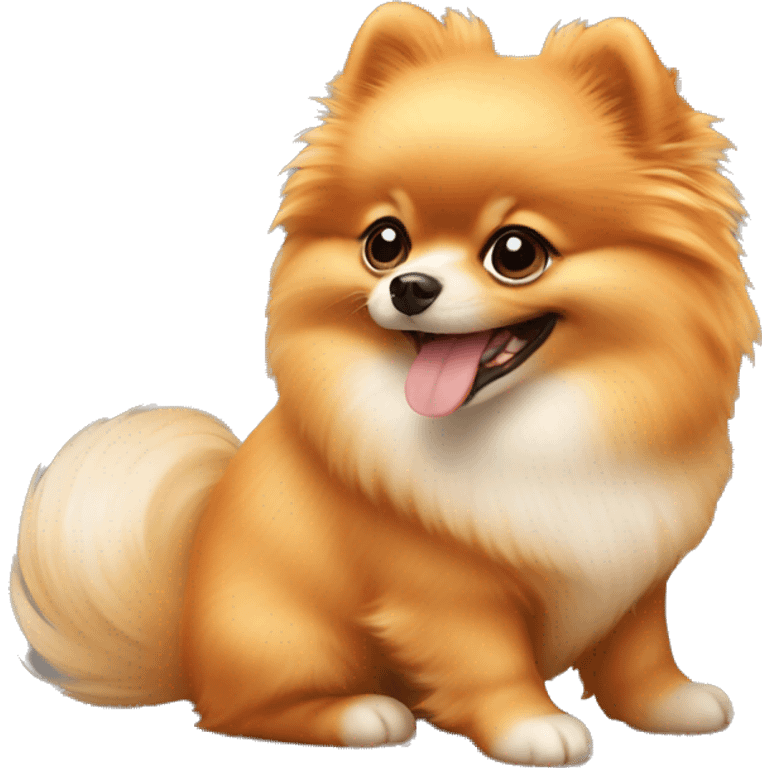 Pomeranian puppy, orange, smiling emoji