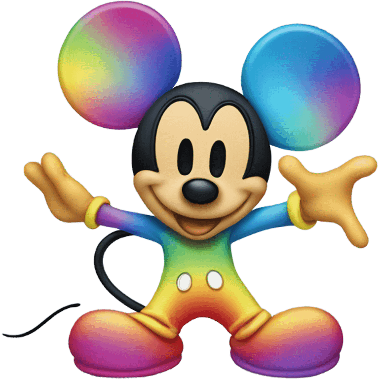 Rainbow colored Mickey Mouse emoji