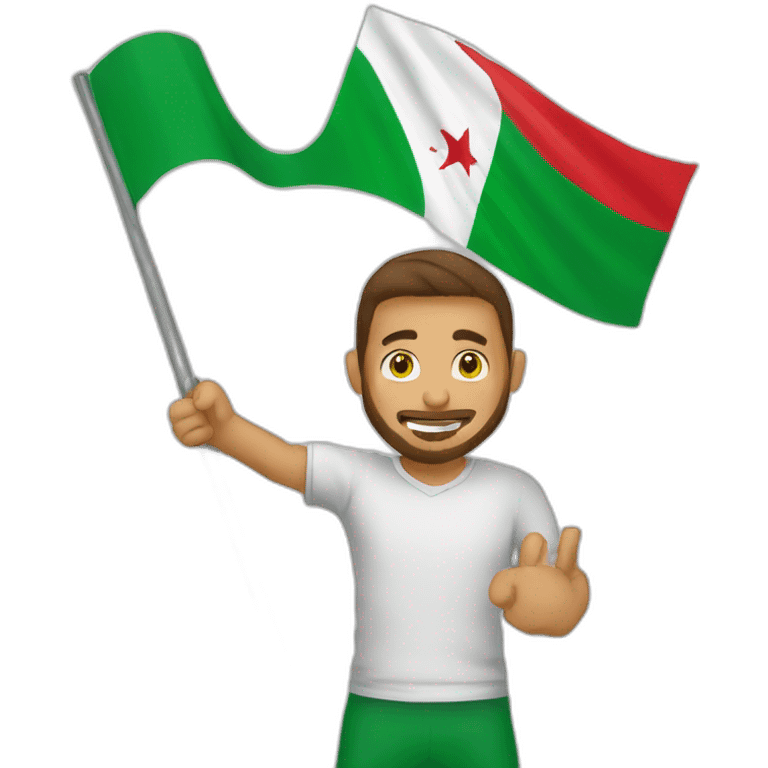 algerian supporter holding algerian flag emoji