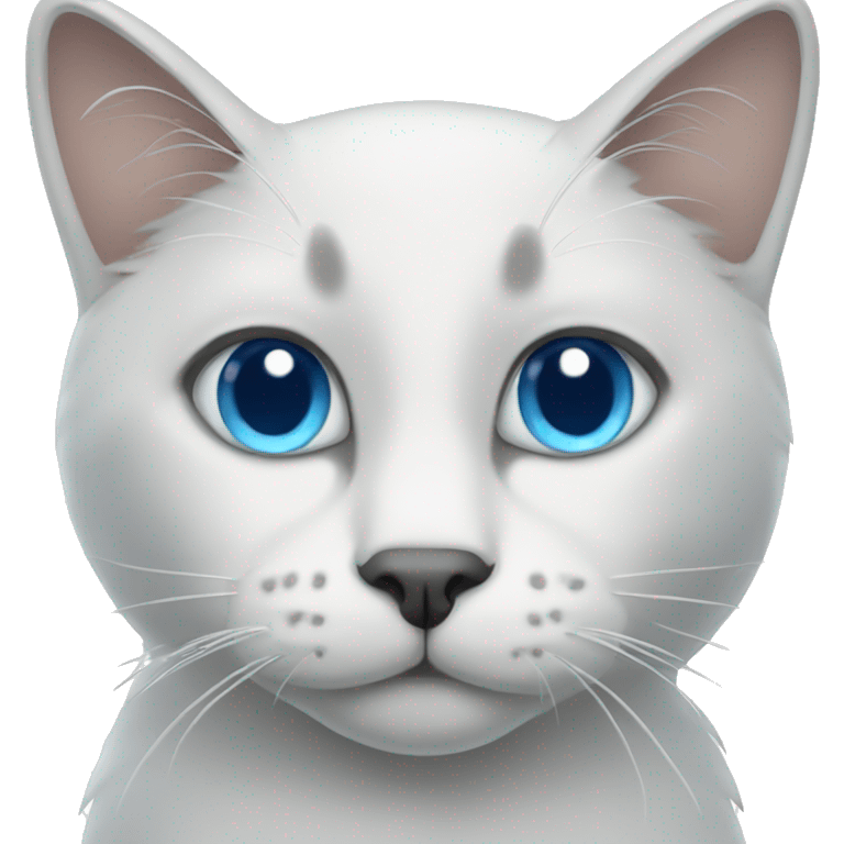 White grey cat with blue eyes emoji