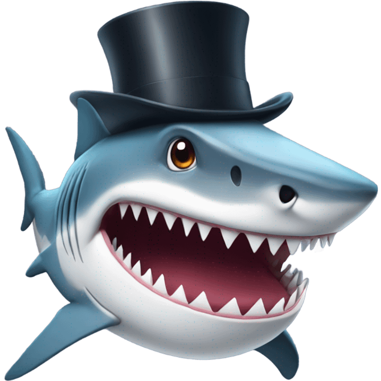 Shark with a top hat emoji