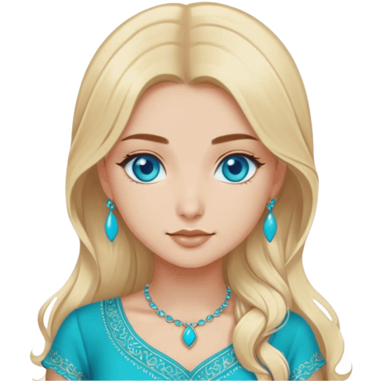 Turkish beautiful finish Konya girl blue eyes and blonde hair and turquoise dress emoji