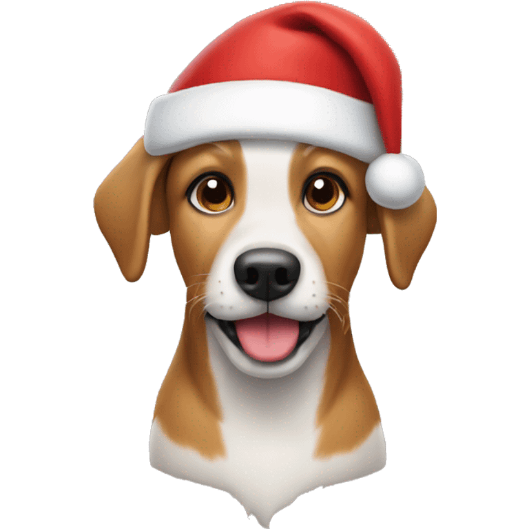 Dog wearing a Santa hat emoji