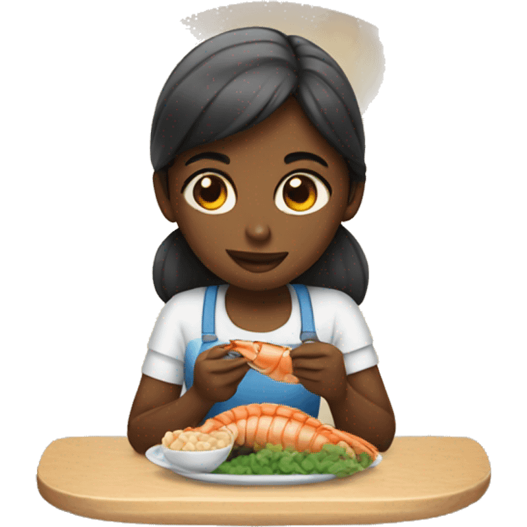 girl eating seafood emoji