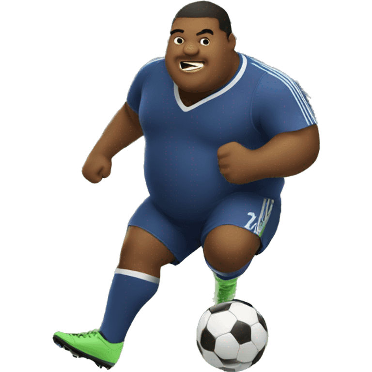 fat soccer player kicking emoji