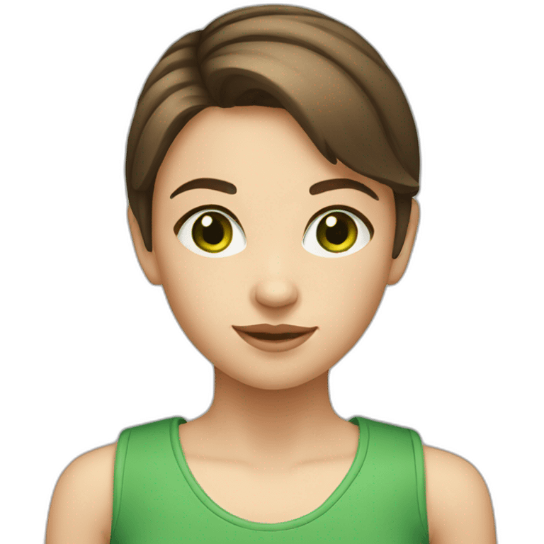 Young girl with short brown hair and green eyes emoji