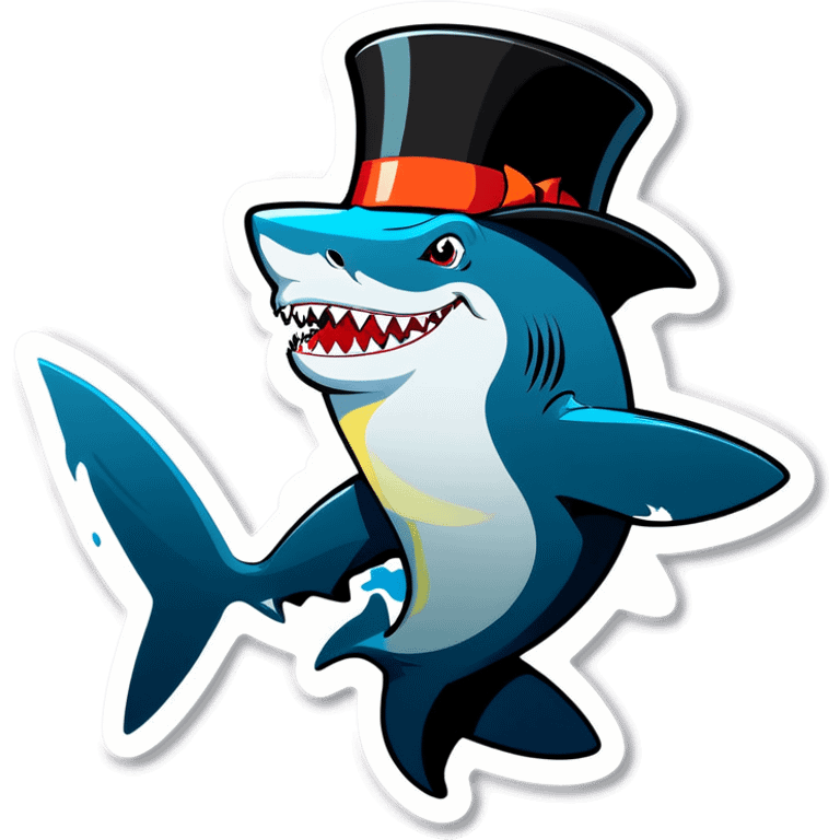 Shark with a top hat emoji