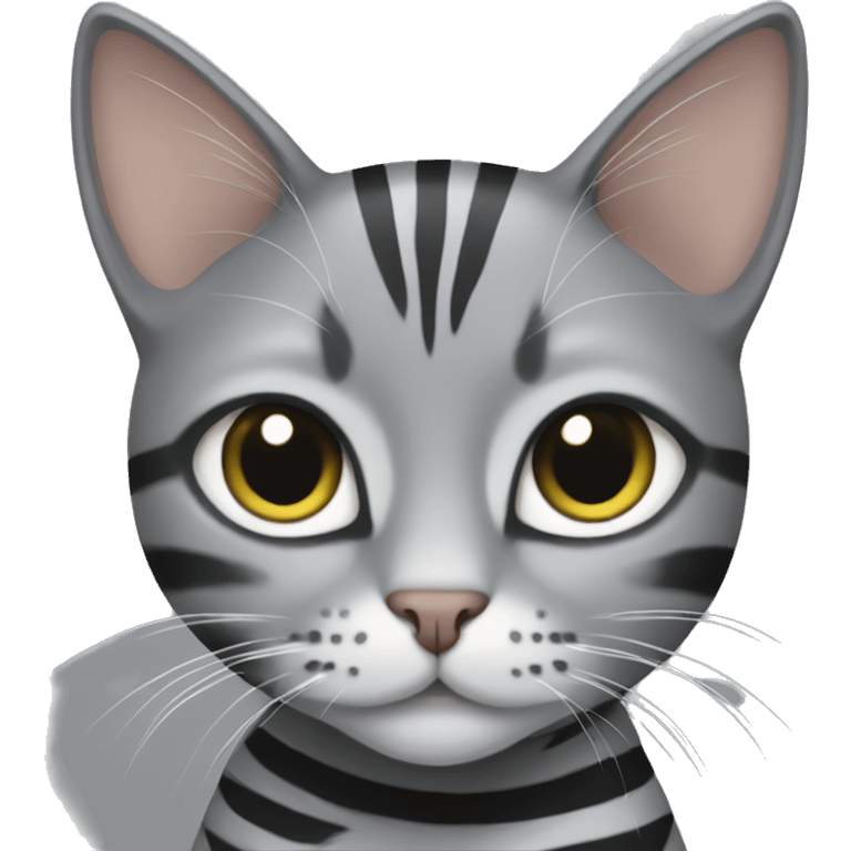 grey cat with black stripes emoji