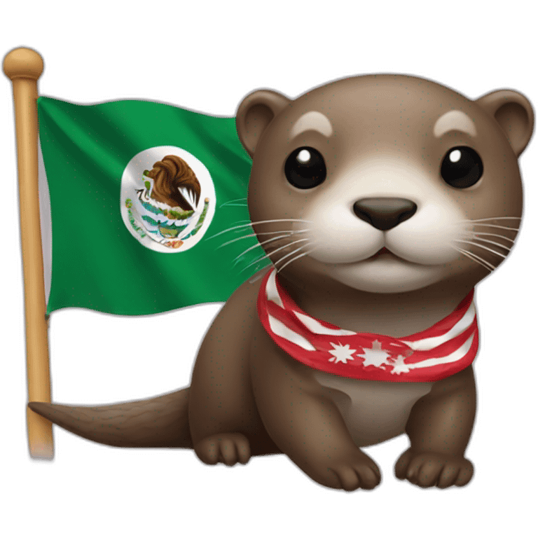 otter with a bandana of the flag of Mexico emoji