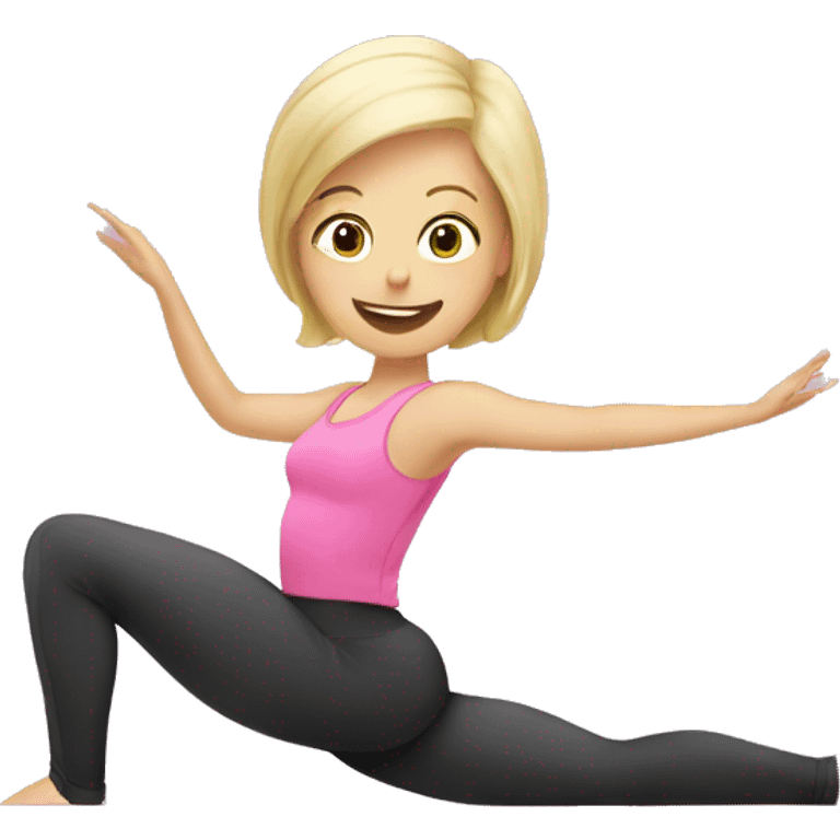 Blonde girl in pink doing Pilates  emoji