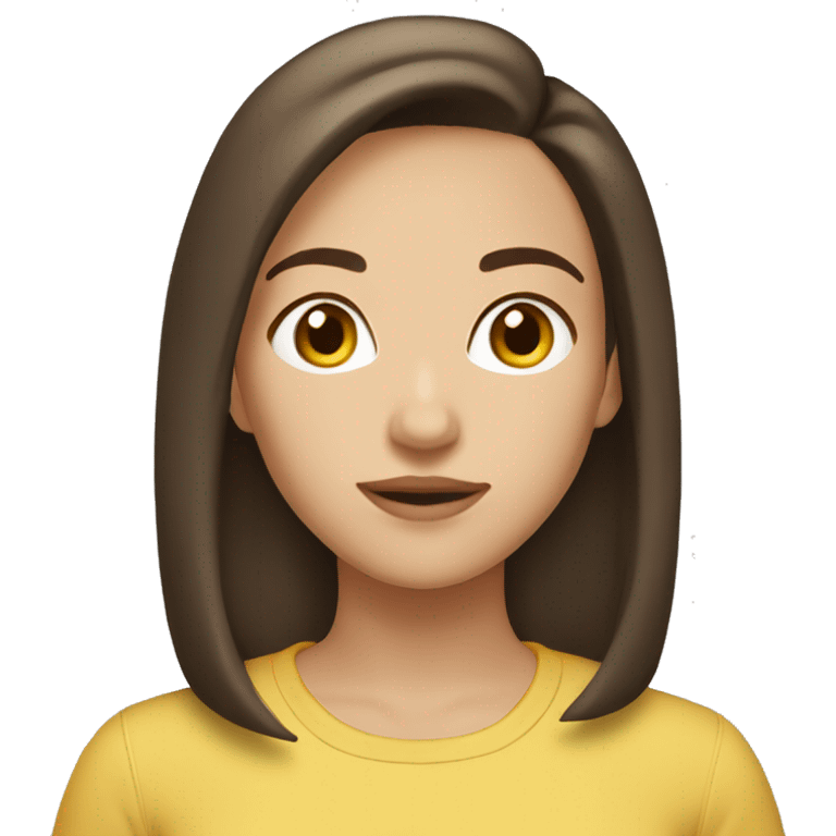 brunette girl chin length hair standi emoji