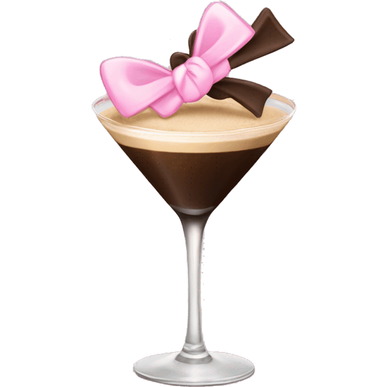 Espresso martini with light pink bow emoji