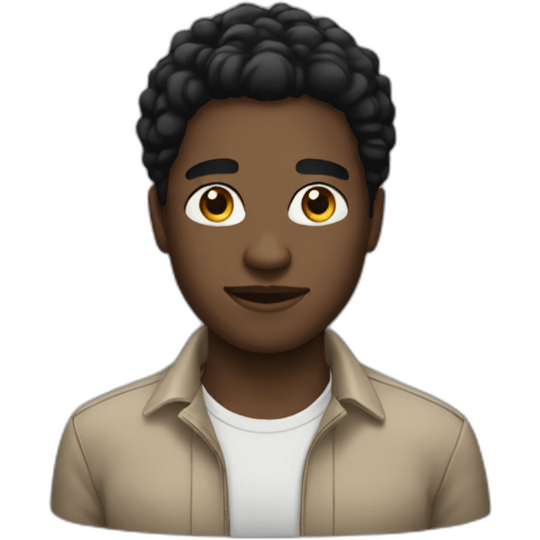 black person with black hair emoji