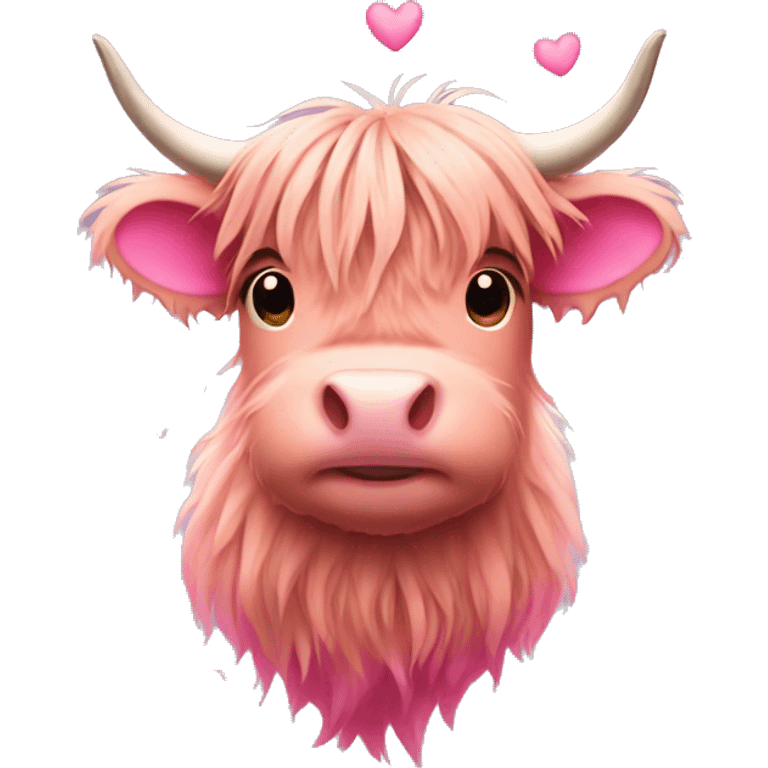 cute highlandcow with lots of pink hearts  emoji