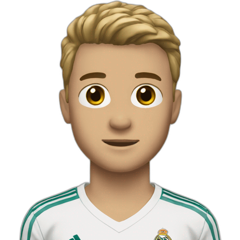 Real Madrid shirt, light hair, short head hair, 17 years old emoji