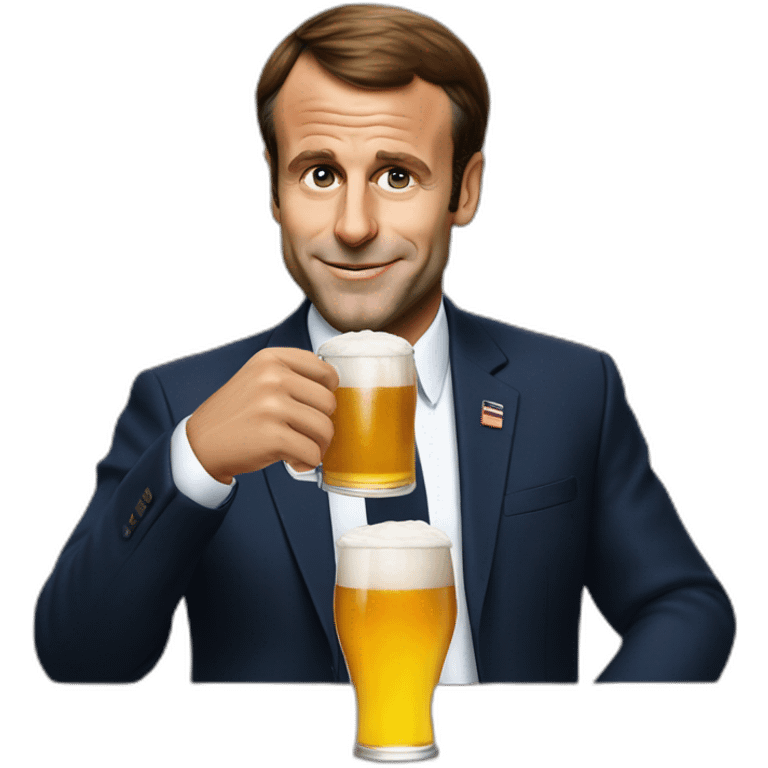 Emanuel macron drinks beer emoji