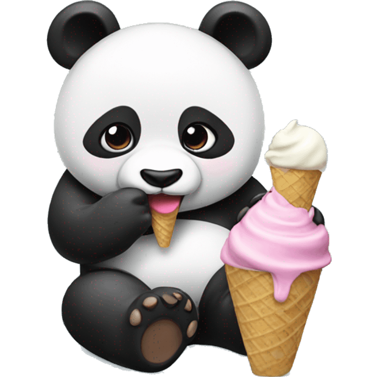 Panda eating ice cream emoji