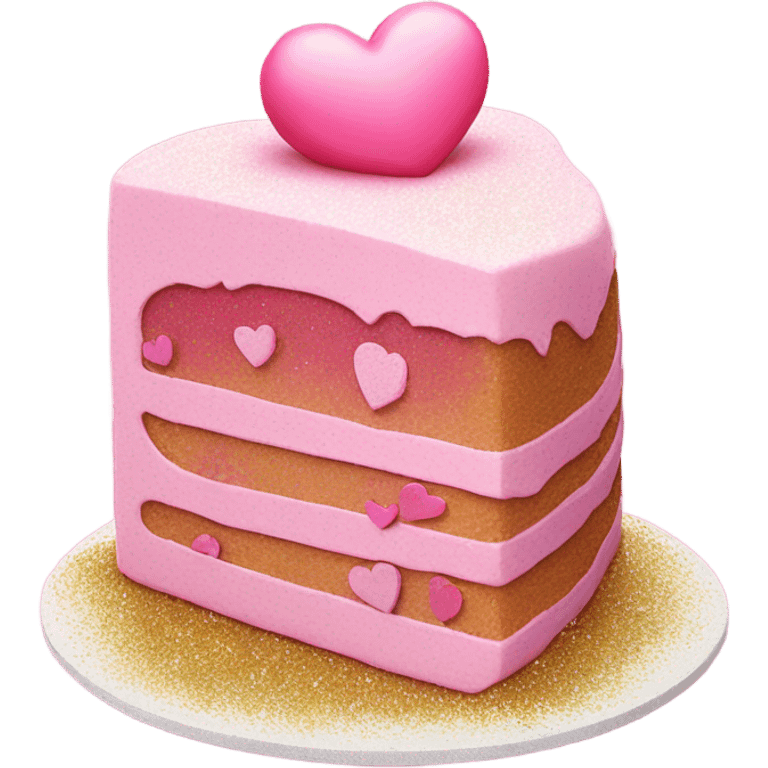 detailed pink heart cake with glitter emoji