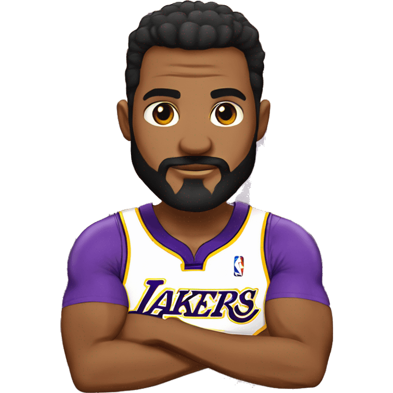 Hombre calvo con barba anteojos babeando playera de los Lakers  emoji