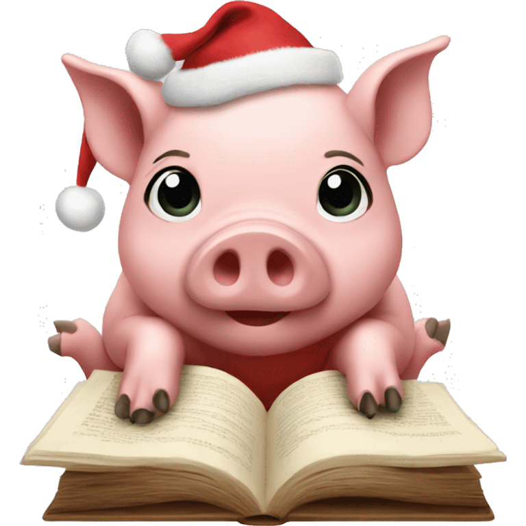 Small Christmas pig reading emoji