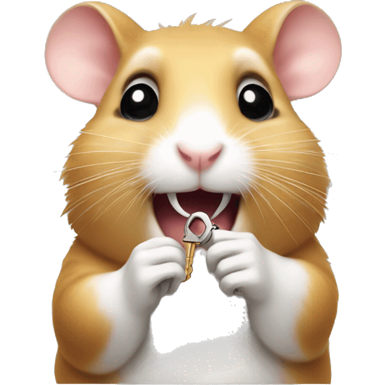 hamster holding a key in his teeth emoji