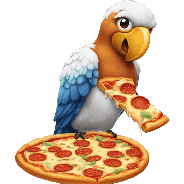 A bird eating pizza emoji