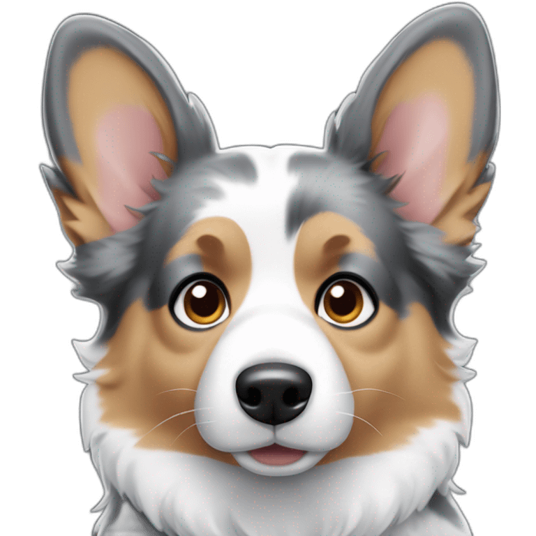 Blue Merle corgi face emoji