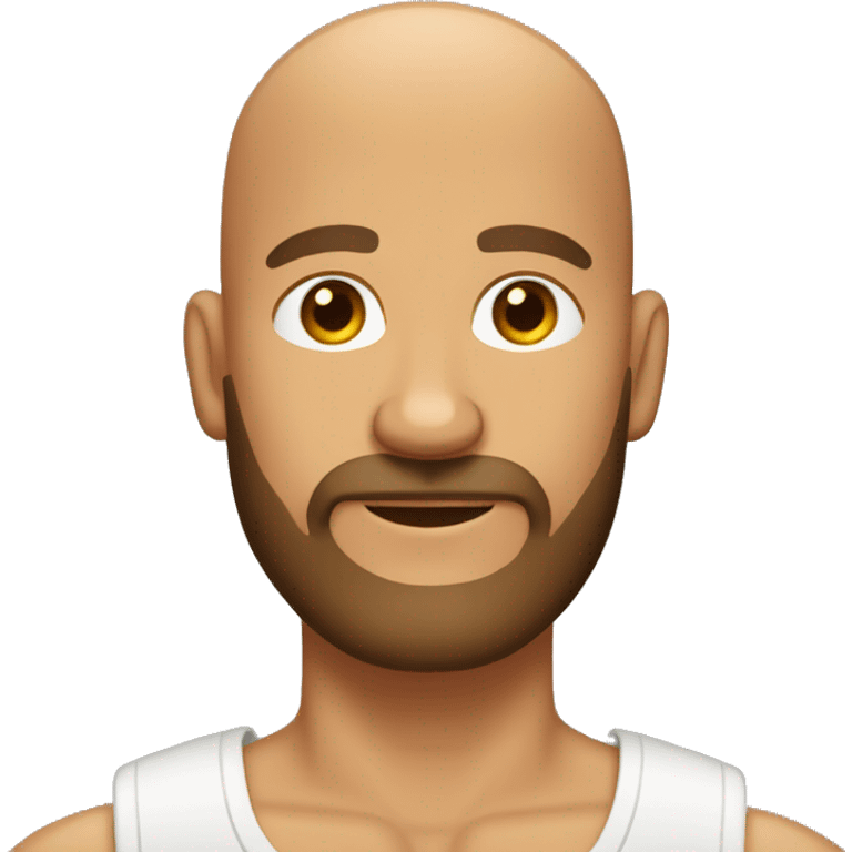 Bald head tan skin man with thick brown beard emoji