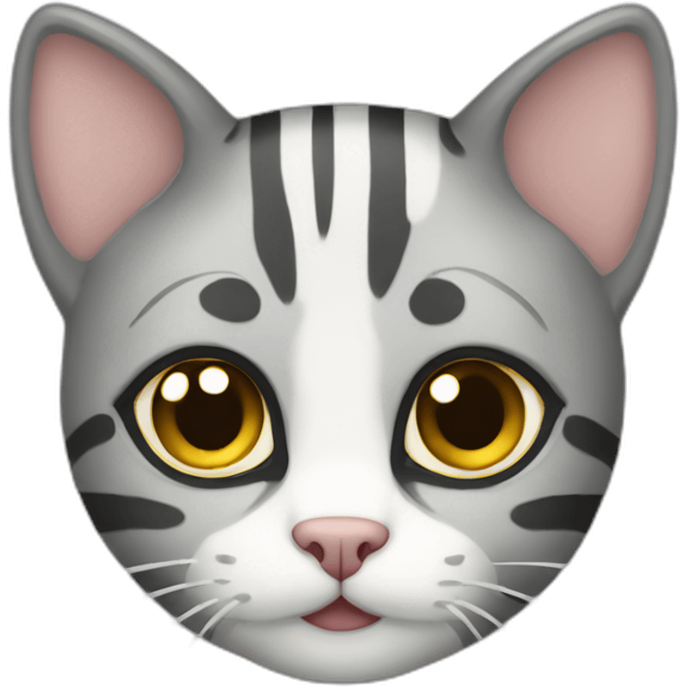 gray striped cat with white spots emoji