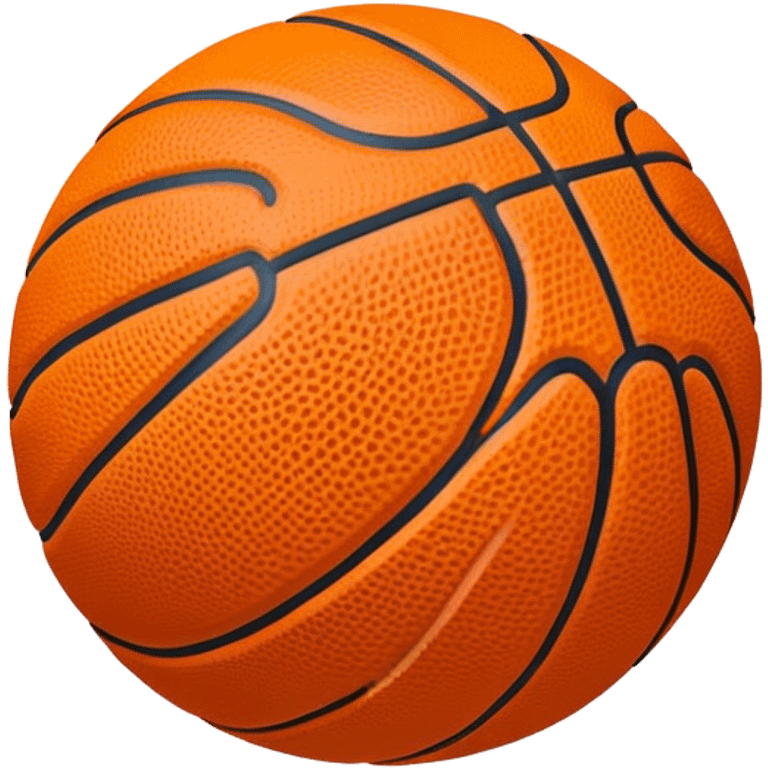 Cinematic Realistic image of a basketball rendered in vivid orange with a pebbled surface texture and crisp stitching details, set against a high-contrast backdrop that highlights its dynamic, sporty essence emoji