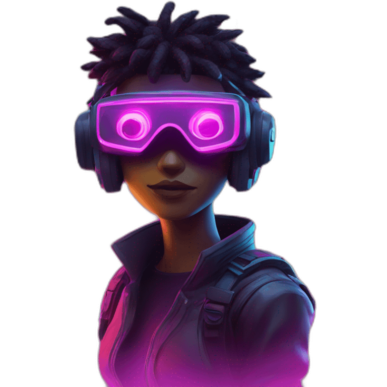 Password hero in a cyberpunk VR environment with neon lighting. emoji