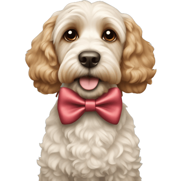 cockapoo dog with a bow tie emoji